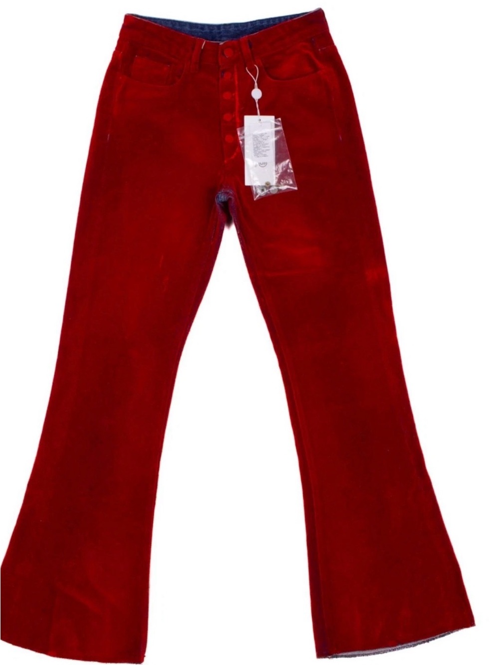 MM6 Maison Martin Margiela Red Corduroy Flare Jeans - Picture 2 of 7